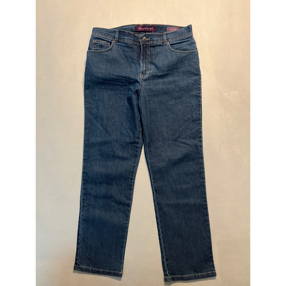 Gloria Vanderbilt Amanda Jeans Womens 14P Blue Straight Leg High Rise Petite